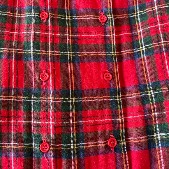 Vintage mockneck red plaid flannel double button blouse - Picture 5 of 7